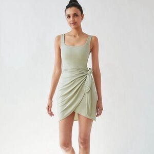 Wilfred Sage Green Side-Knot Saturn Mini Dress Aritzia